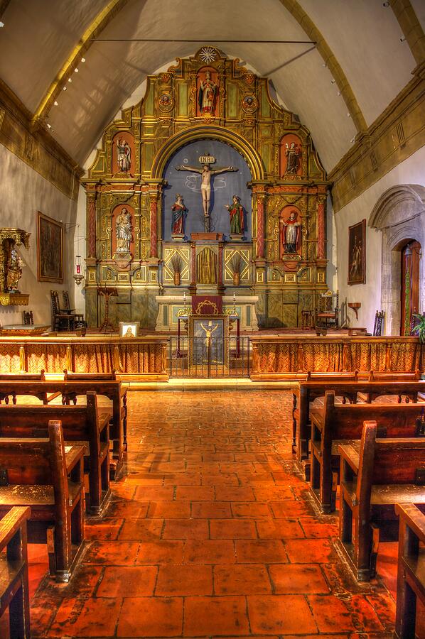Sanctuary in the Basilica of the Mission San Carlos Borromeo de Carmelo - Carmel by the Sea Calif Photograph by Michael Mazaika