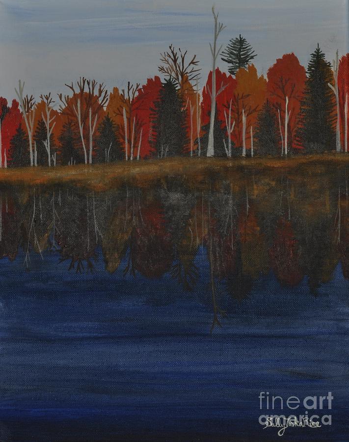 Fall Trees Painting - Sanctuary Pond by Sally Tiska Rice