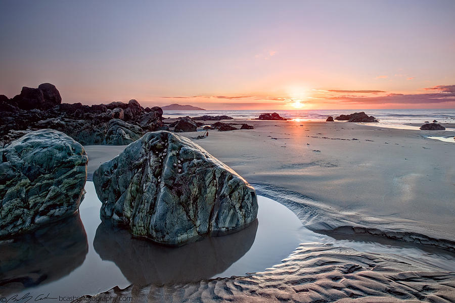 Sand and rock sunset Photograph by B Cash