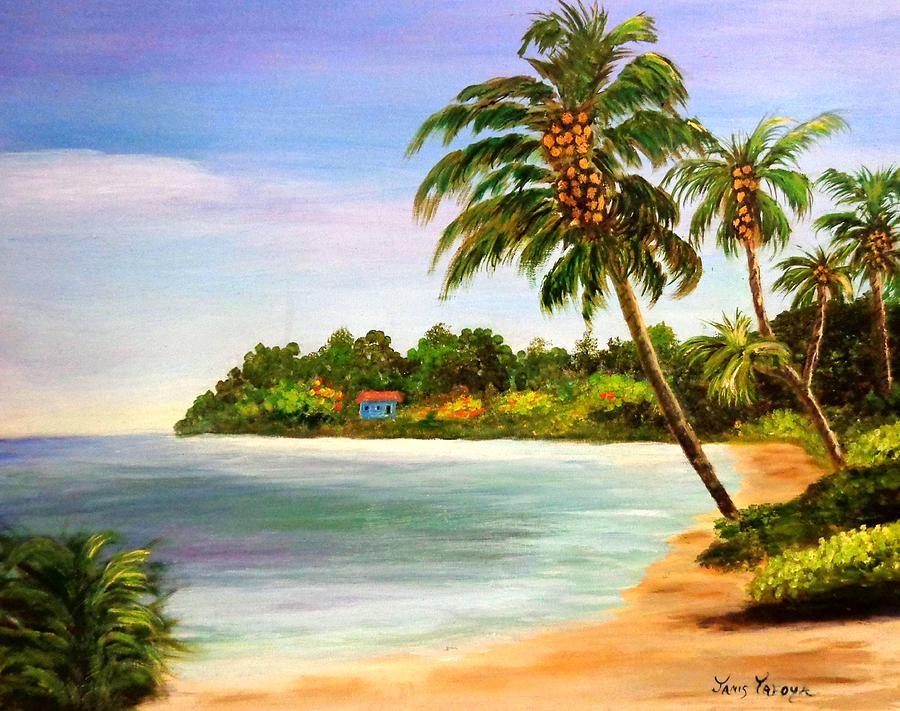 Coconut Painting - Sand and Sea by Janis  Tafoya