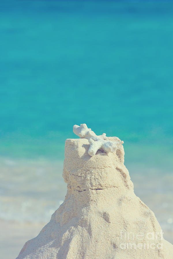 Sand Castle with Coral Against Calm Turquoise Sea 2 Photograph by Beverly Claire Kaiya