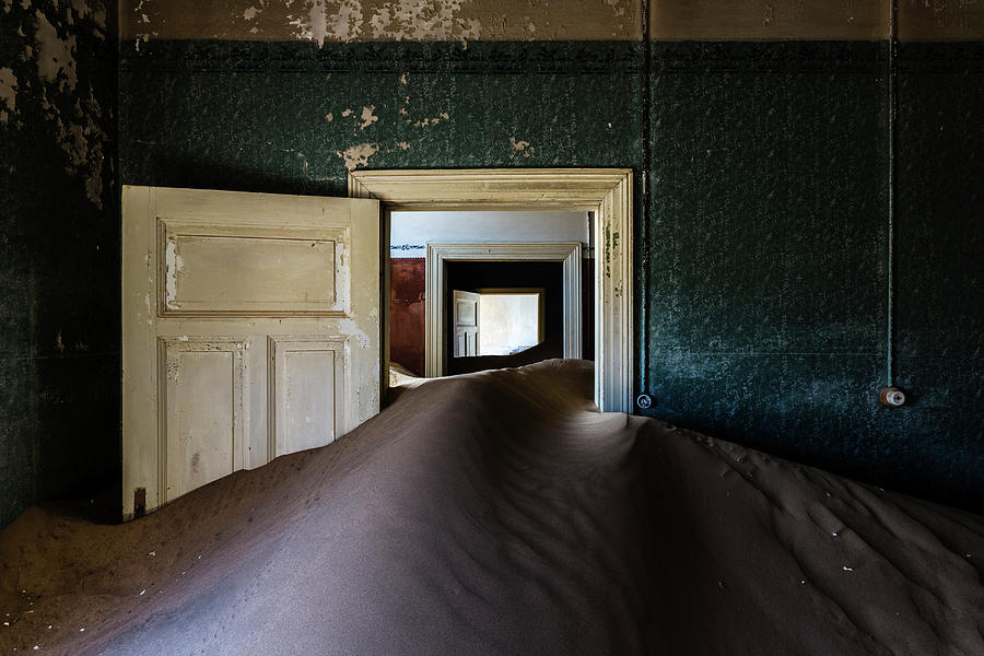 Sand Dune In Door Frame Of Abandoned Photograph by Pixelchrome Inc