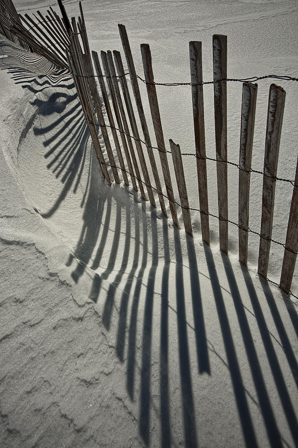 Sand Fence during Winter on the Beach Photograph by Randall Nyhof