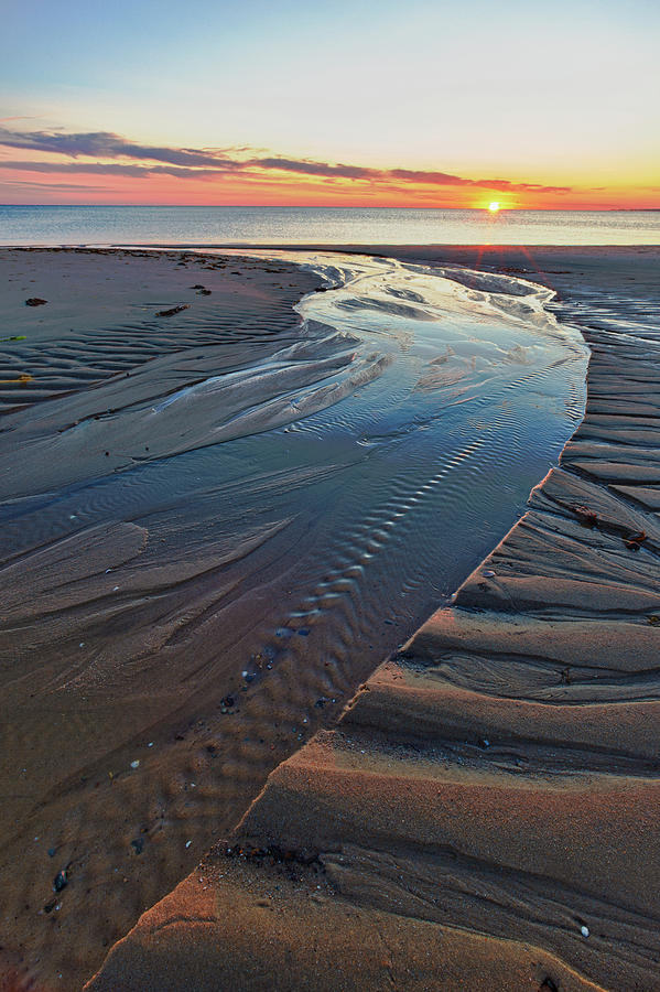 Sunset Photograph - Sand Patterns At Sunset On Bound Brook by Jerry and Marcy Monkman