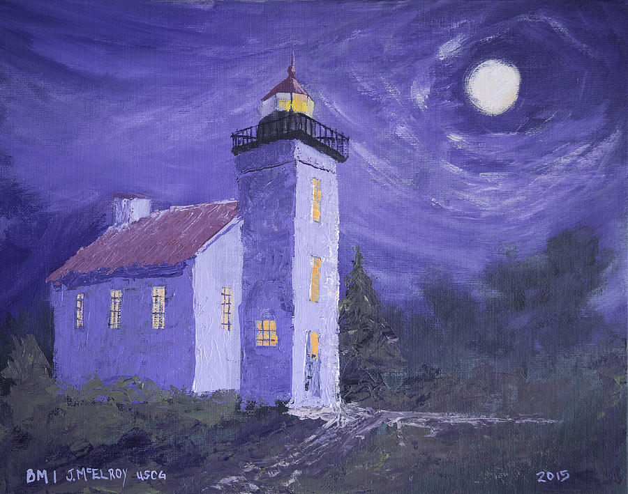 Lake Michigan Painting - Sand Point Lighthouse by Jerry McElroy