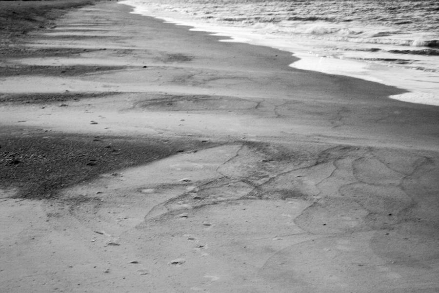 Sand Stripes Black And White Photograph