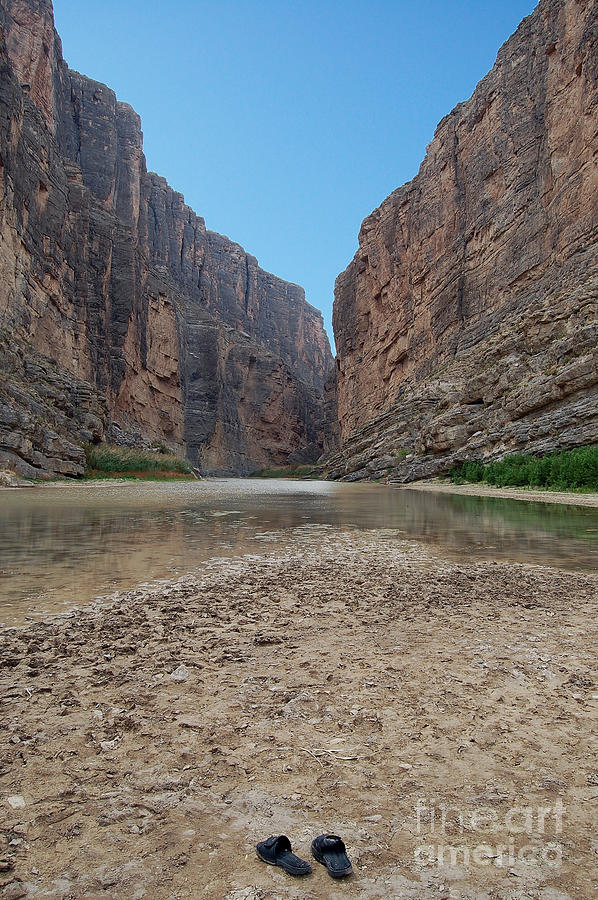 Big Bend National Park Photograph - Sandals in Santa Elena Canyon Big Bend National Park Texas by Shawn OBrien