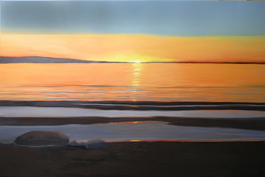Sandbars Georgian Bay  Painting by Cynthia Blair