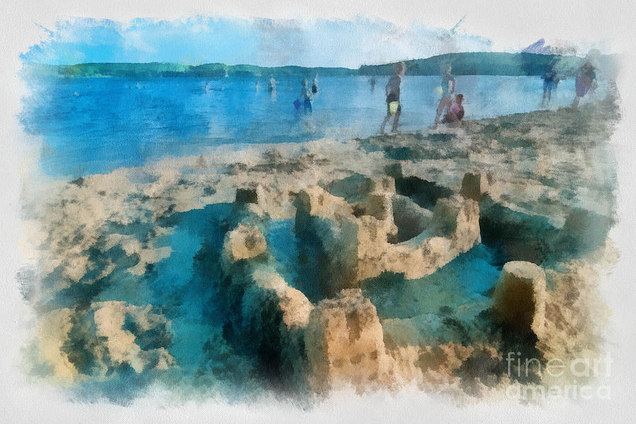 Summer Digital Art - Sandcastle on the Beach by Amy Cicconi