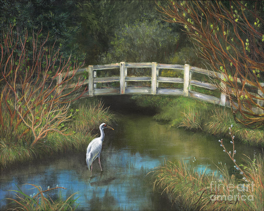 Sandhill Crane at Spring Creek Painting by Jeanette French