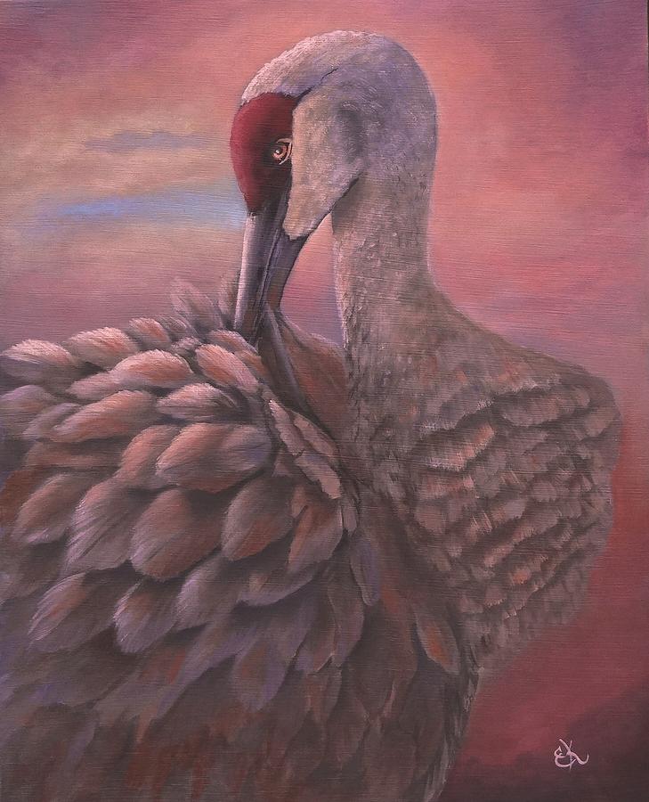 Long-necked Painting - Sandhill Crane  by Fineartist Ellen
