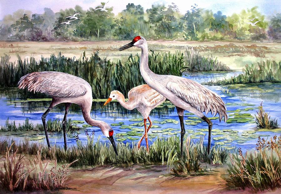 Sandhills by the Pond Painting by Roxanne Tobaison