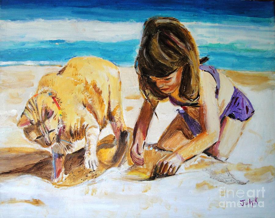 Cat Painting - Sandis Helper by Judy Kay