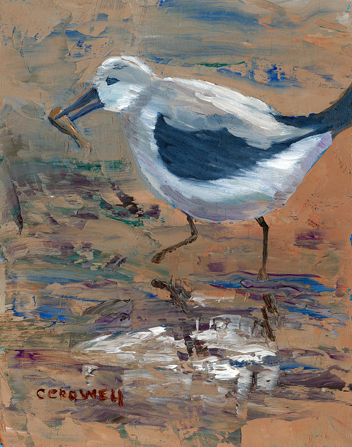 Sandpiper Fishing Painting by Christine Crowell - Fine Art America