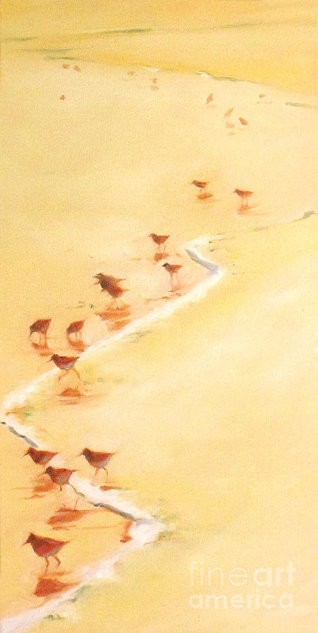 Sandpiper Painting - Sandpiper Promenade by Mary Hubley
