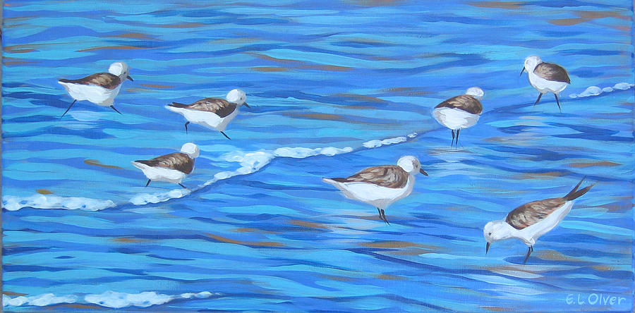 Bird Painting - Sandpipers in the Surf by Elisabeth Olver