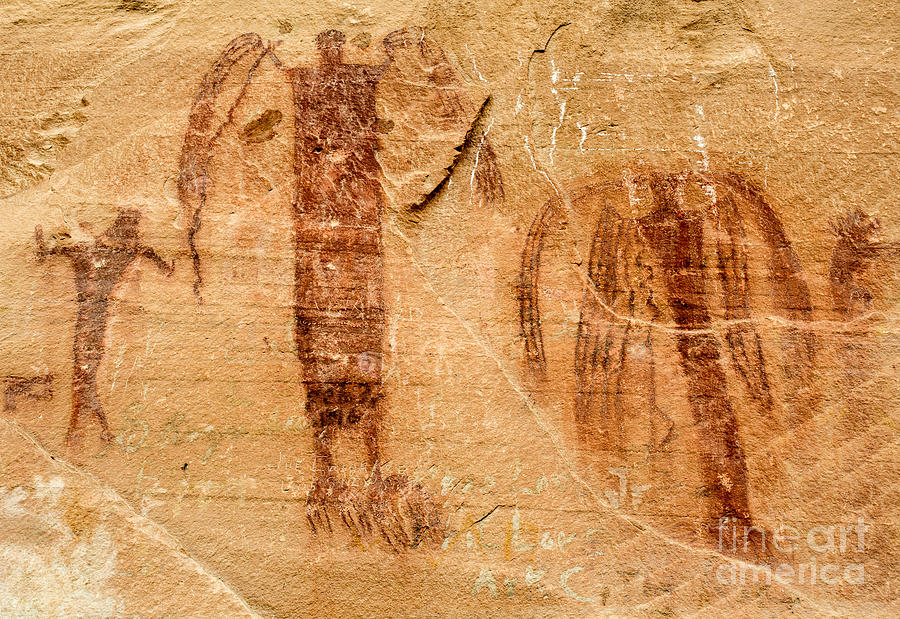 Sandstone Angels - Buckhorn Wash Pictograph Panel - Utah Photograph by Gary Whitton