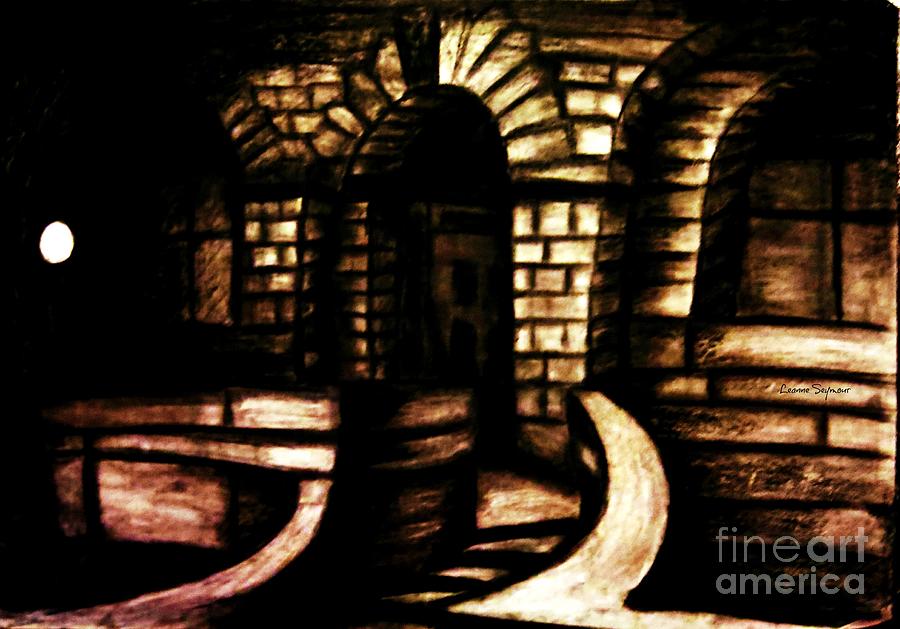 Technical College Sandstone Entrance At Night  Drawing by Leanne Seymour