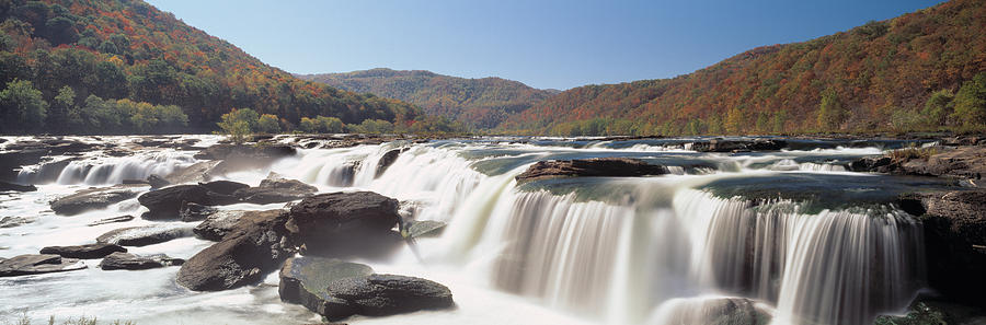 Tree Photograph - Sandstone Falls New River Gorge Wv Usa by Panoramic Images