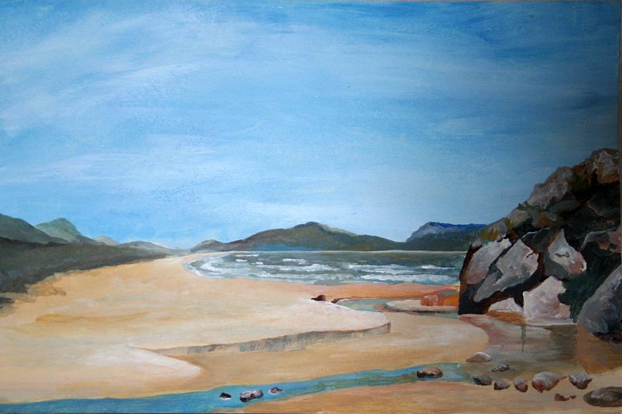 Sandy Beach and Rock Pool Painting by Taiche Acrylic Art