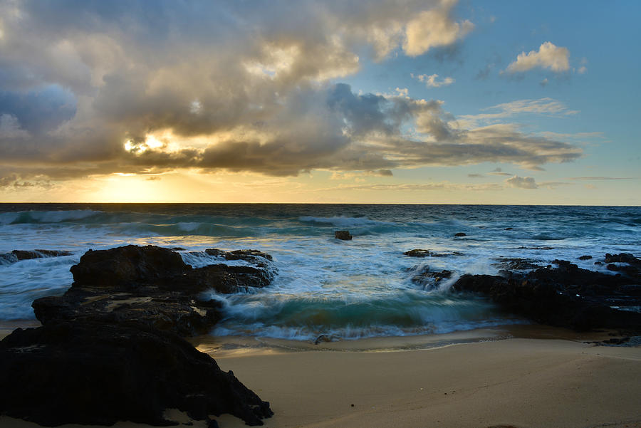Beach Photograph - Sandy Beach Sunrise 5 - Oahu Hawaii by Brian Harig