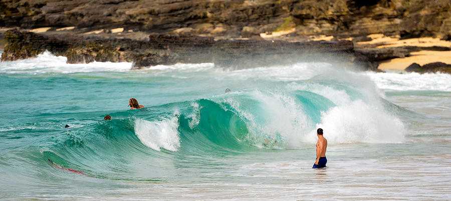 Sandy beach wave breaking - Oahu Honolulu Photograph by Tin Lung Chao