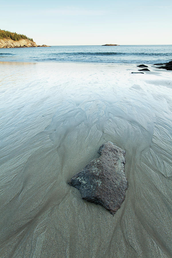 Sandy Beach With Water Trails, Acadia Photograph by Susan Dykstra / Design Pics