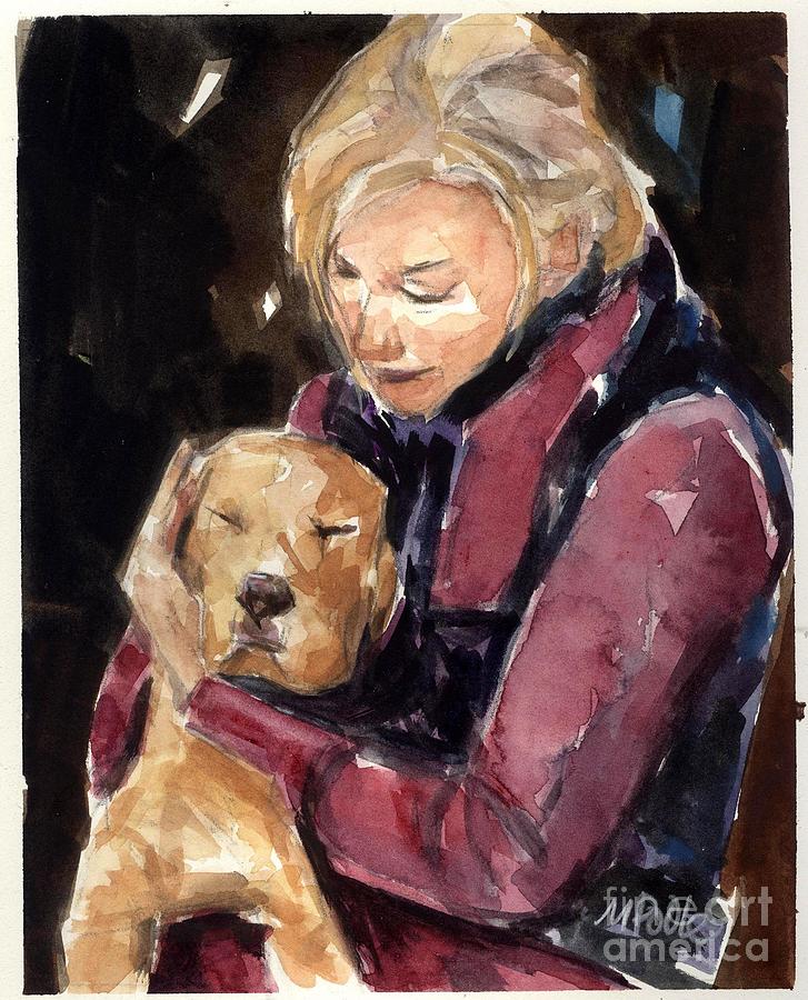 Rescue Dog Painting - Sandy Grace and Me by Molly Poole