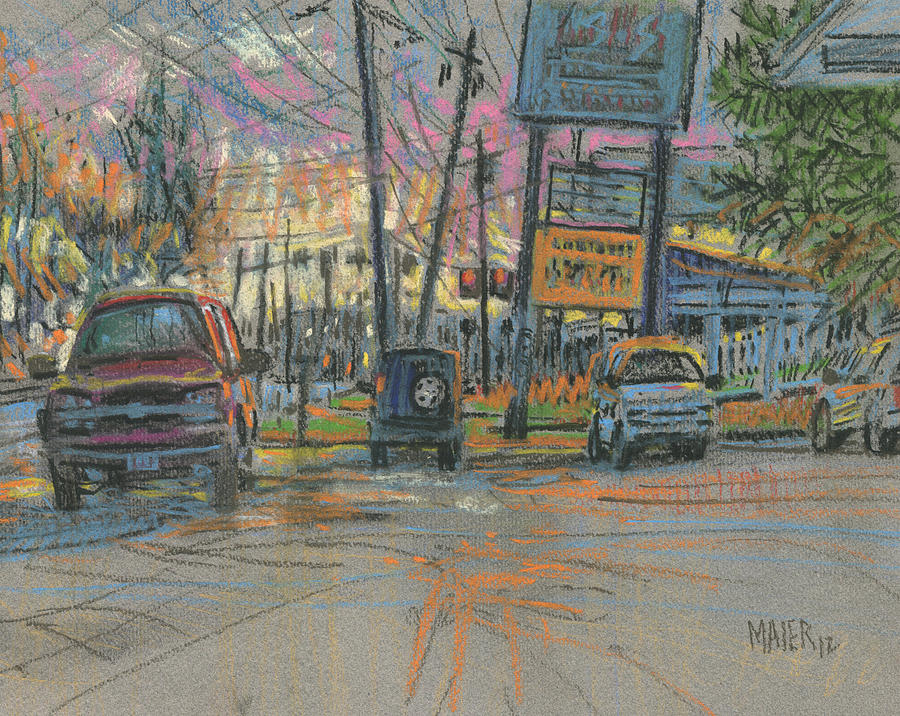 Car Drawing - Sandy Plains Crossing by Donald Maier
