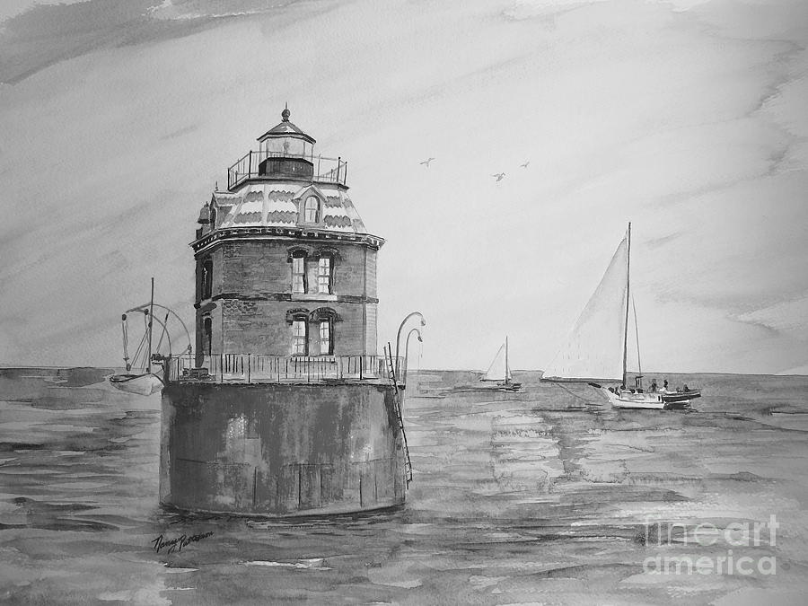 Sandy Point In Gray  Painting by Nancy Patterson
