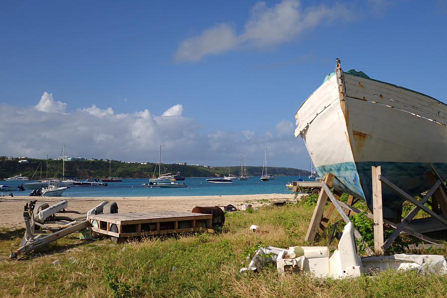 Boat Photograph - Sandy Pond boat yard in Anguilla Caribbean by Toby McGuire