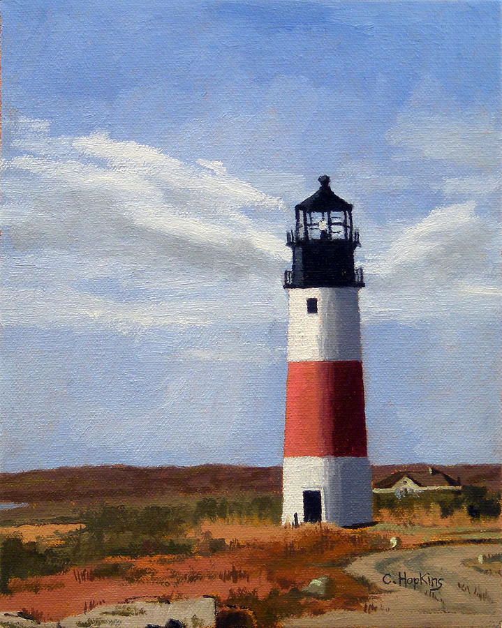 Sankaty Head Lighthouse Nantucket Massachusetts Painting by Christine Hopkins