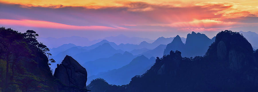 Mountain Photograph - Sanqing Mountain Sunset by Mei Xu