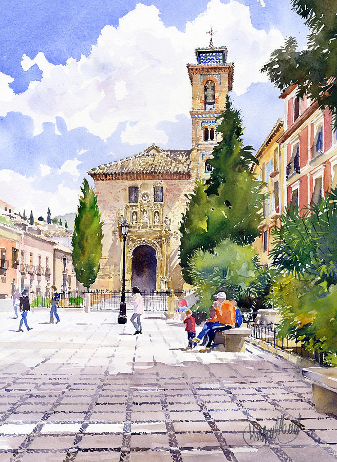 Architecture Painting - Santa Ana Church Granada by Margaret Merry