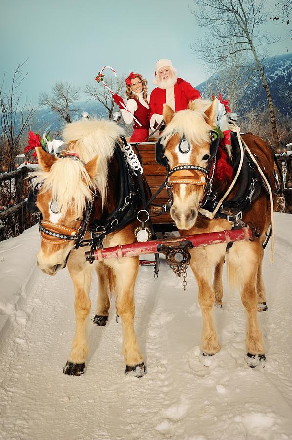 Santa And His Helper Driving A Team Of Horses Photograph by Kriss Russell