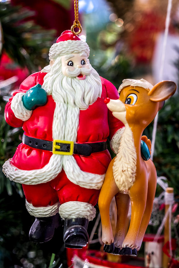 Santa and Rudolf Christmas Ornament Photograph by Tim Stanley
