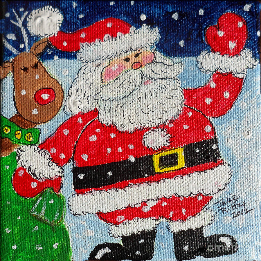 Santa and Rudolph Painting by Julie Brugh Riffey
