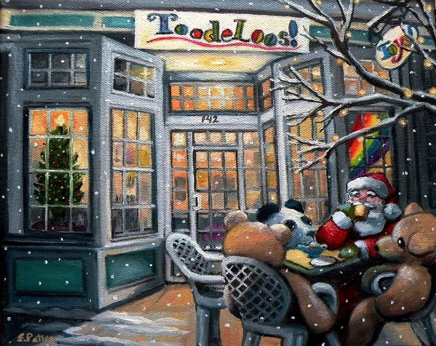 Santa At Toodeloos Toy Store Painting by Eileen Patten Oliver