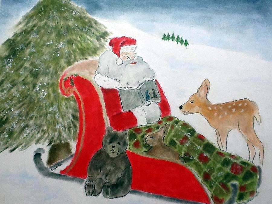 Animal Pastel - Santa by Barbara Gulotta