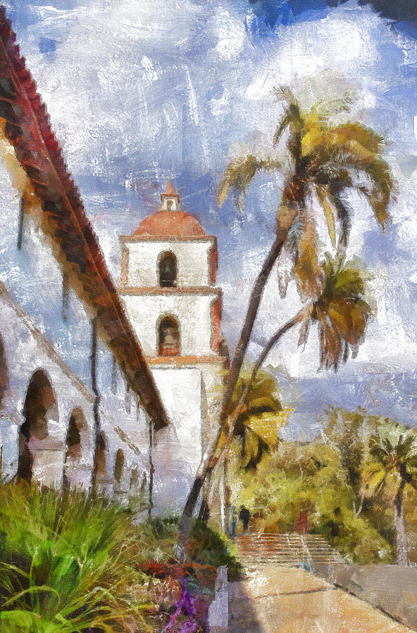 Santa Barbara Mission Painting by Viktor Savchenko