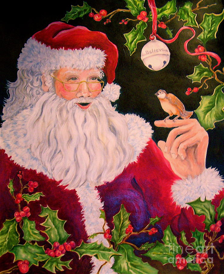Santa  - Believe Painting by Genie Morgan