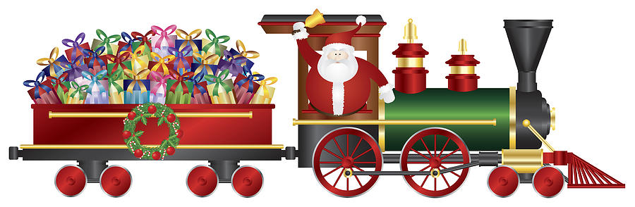 Santa Claus On Train Delivering Presents Illustration Photograph By Jit Lim