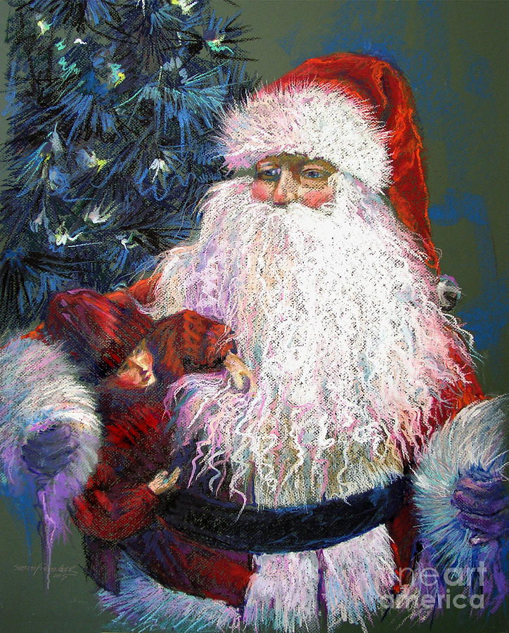 SANTA CLAUS - The Gift of a Doll Painting by Shelley Schoenherr