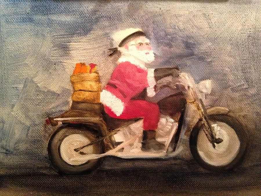 Santa Painting - Santa Clause is Coming to Town  by Sheila Mashaw