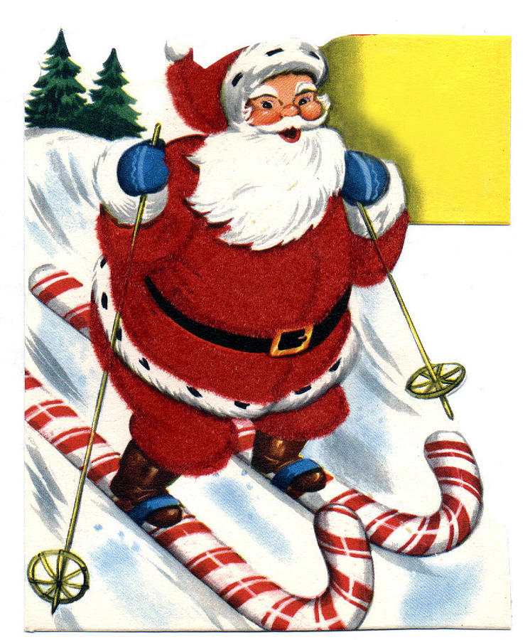 Santa Clause Skiing Digital Art by Unknown