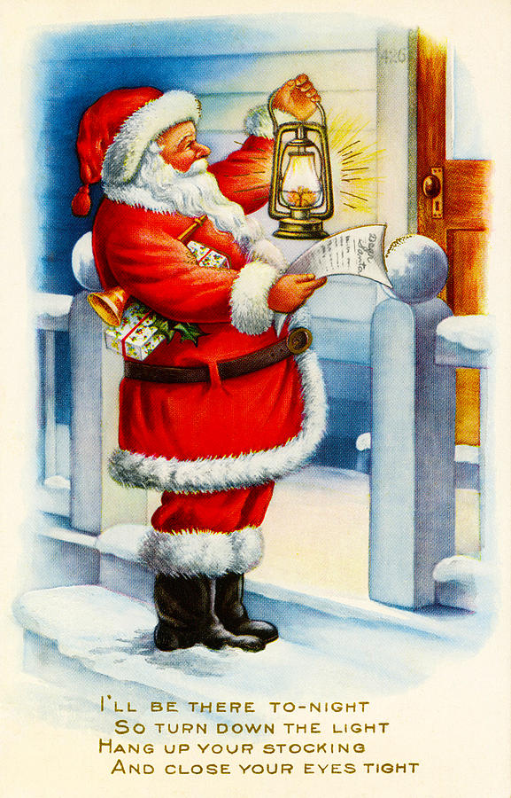Christmas Digital Art - Santa Clause by Vintage Christmas Card Image