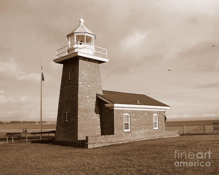 Santa Cruz Lighthouse - Sepia Photograph by Carol Groenen