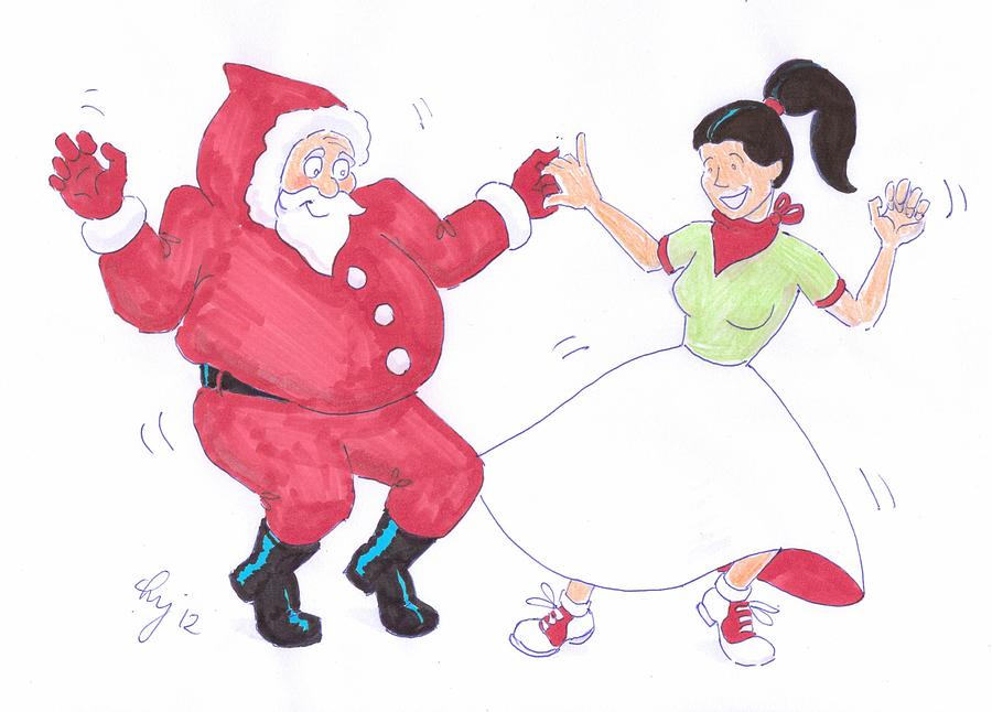 Santa Dances Drawing by Mike Jory