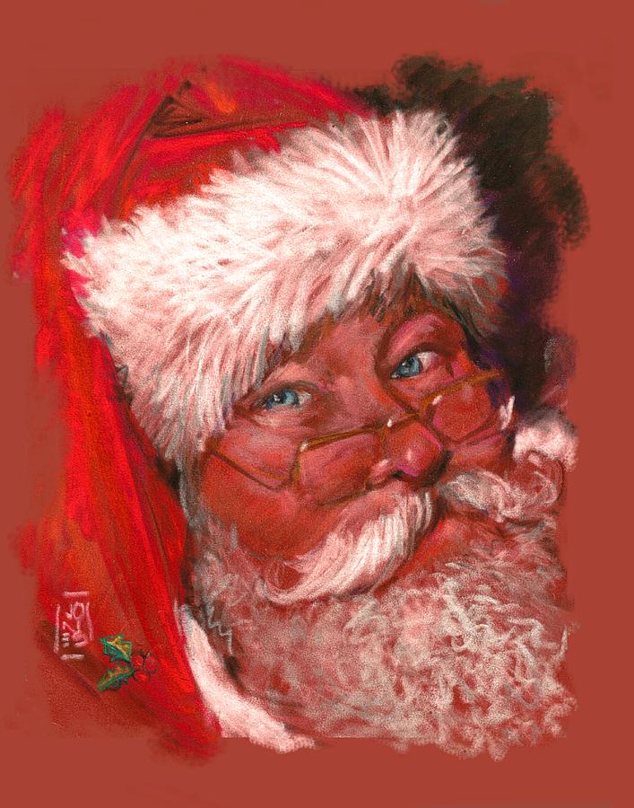 Christmas Pastel - Santa  by Debra Jones