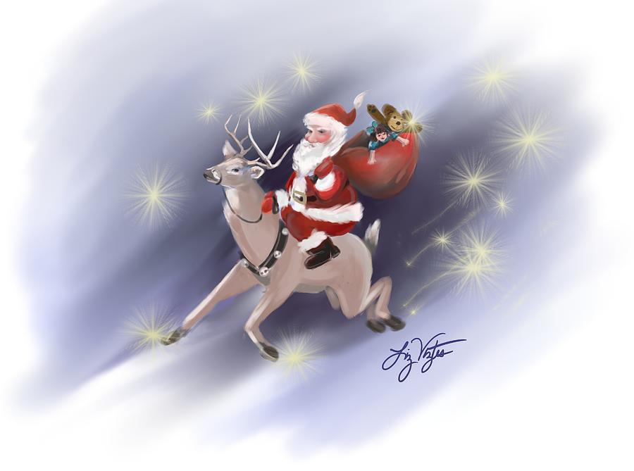 Santa Delivers Digital Art by Liz Viztes